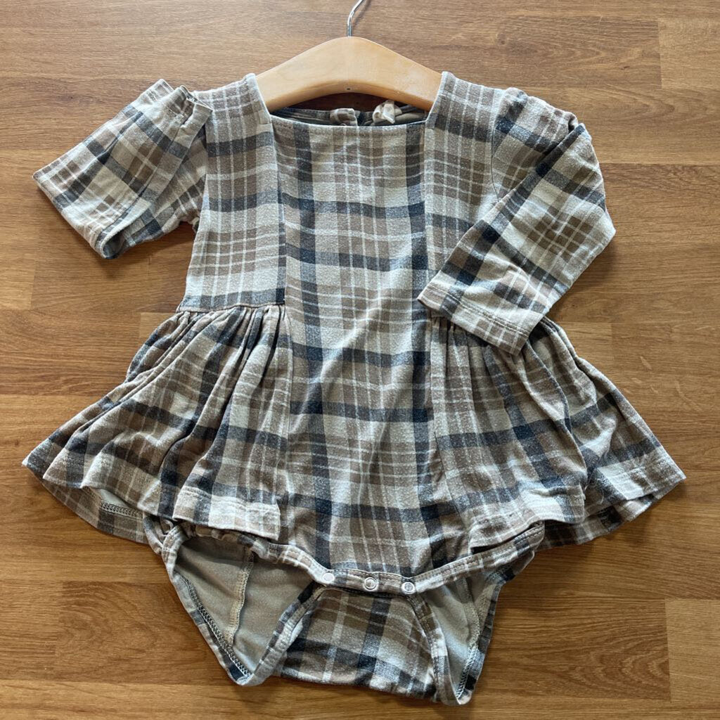 Kate Quinn Bamboo Plaid LS Bloomer Dress - 12/18m