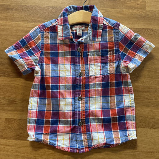 Cat & Jack Plaid SS Button Up - 3T