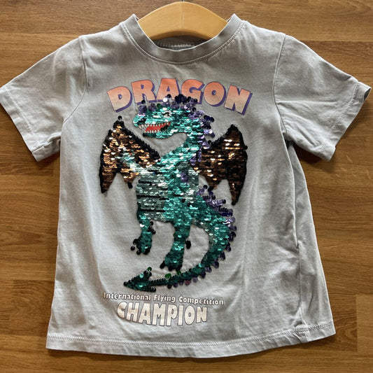 H&M Dragon Sequin SS Tee - 4T