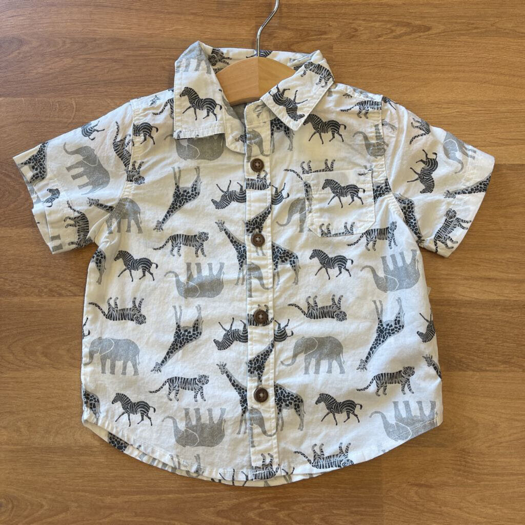 NWT Old Navy Animal SS Button Up - 6/12m