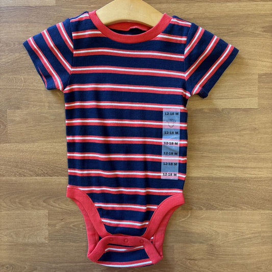 NWT Old Navy Stripe SS Onesie - 12/18m