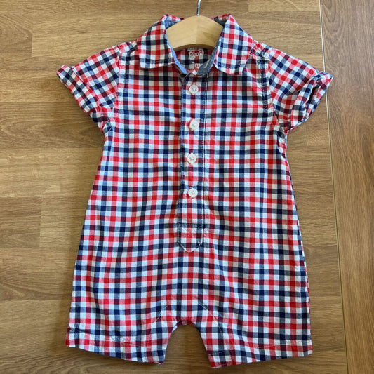 Osh Kosh Plaid SS Romper - 3m