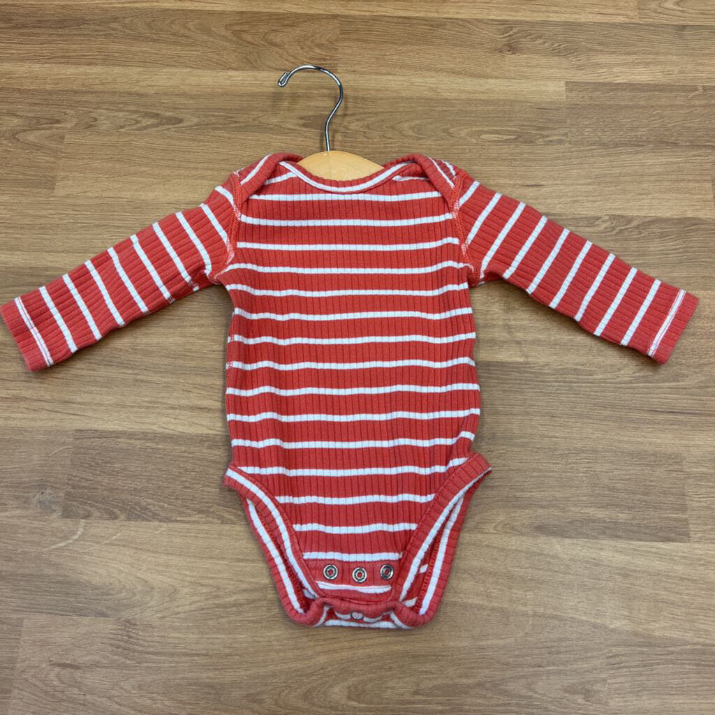 Hanna Andersson Stripe Ribbed LS Onesie - 3/6m