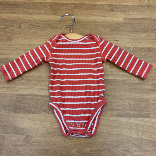 Hanna Andersson Stripe Ribbed LS Onesie - 3/6m