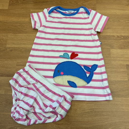 Baby Boden Whale SS Dress w/ Bloomers - 3/6m