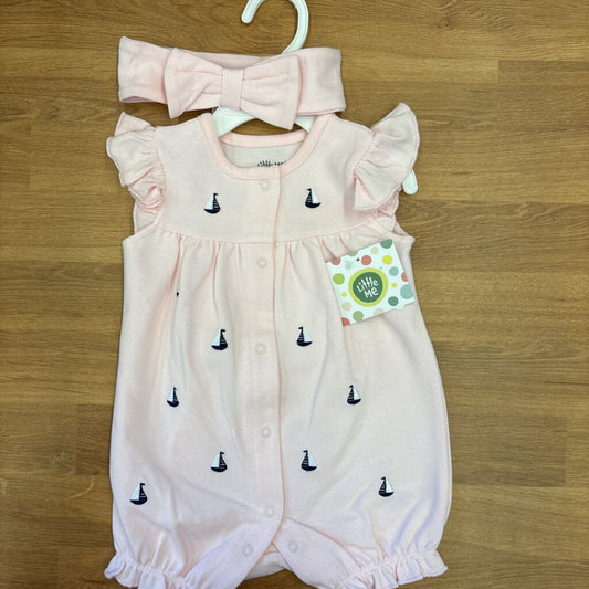 NWT Little Me Sailboat Romper w/ Headband - 6m