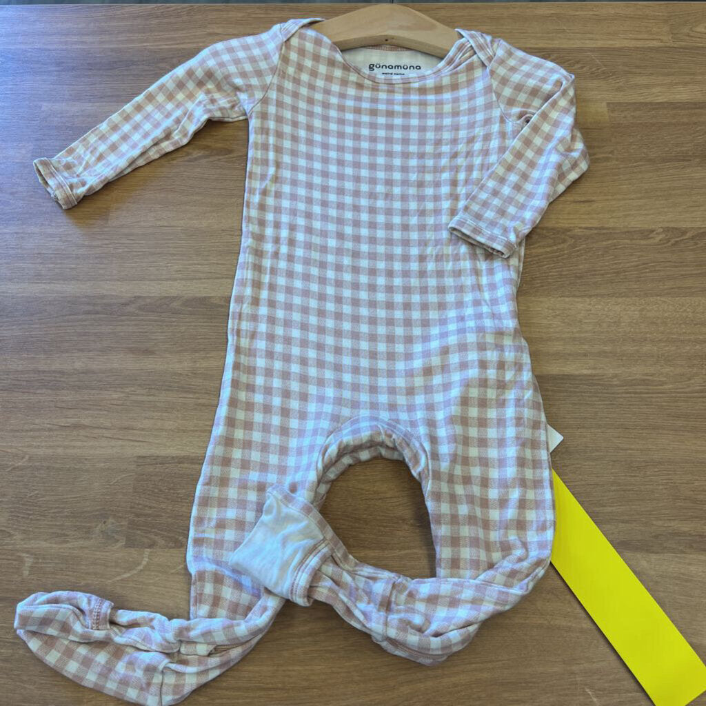 NWT Gunamuna Bamboo Check Zip Sleeper - 9/12m