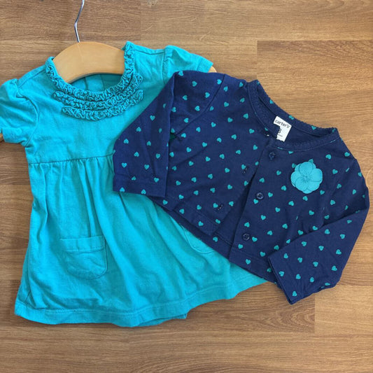 Carter's LS Dress w/ Cardigan - 3m