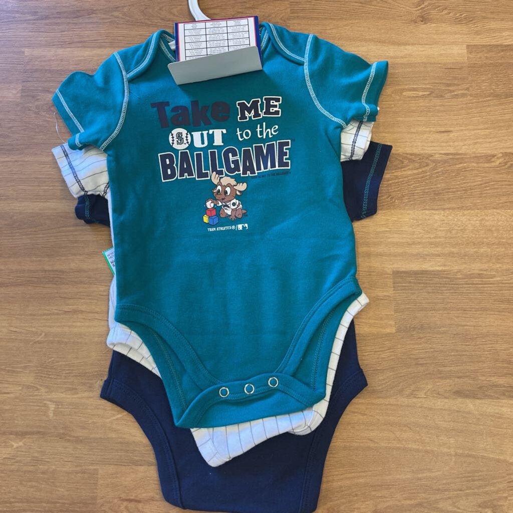 NWT MLB Mariners SS Onesie 3 Pack - 6/9m