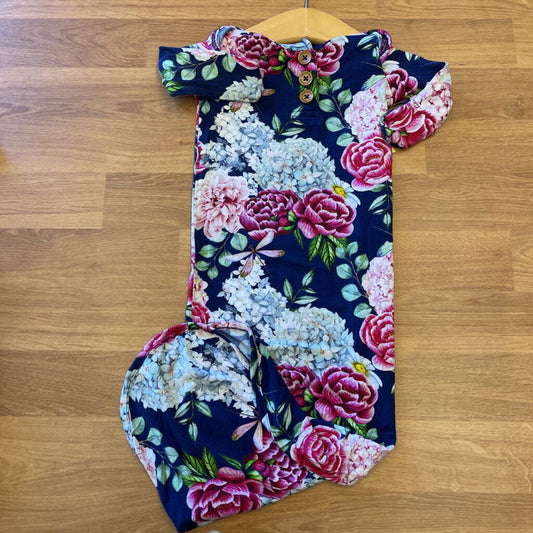 Posh Peanut Bamboo Hydrangea Sleeping Gown - 0/3m