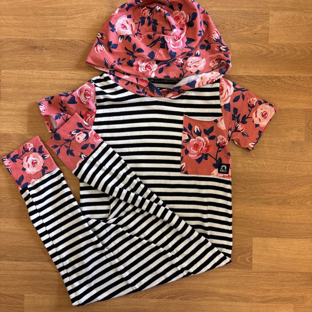 Rags Stripe Hoodie SS Romper - 3/4