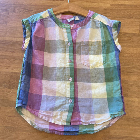 Gap Kids Plaid SS Button Up - 6/7