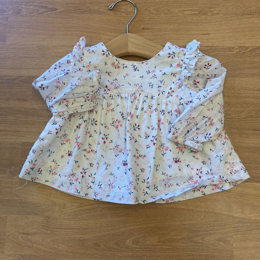 Baby Gap Floral Ruffle LS Top - 3/6m