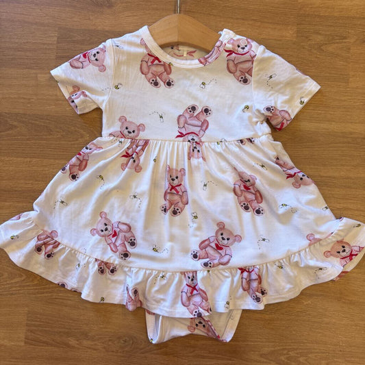 Posh Peanut Bamboo Bear Twirl SS Onesie - 6/12m