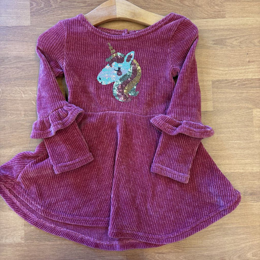 Young Hearts Unicorn Chenille LS Dress 24m