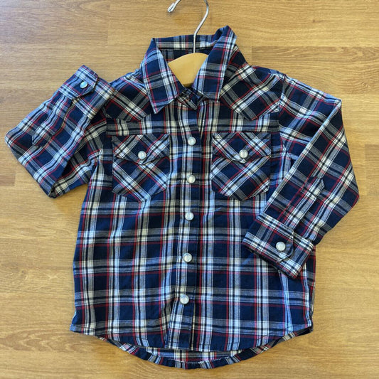 Wrangler Plaid LS Snap - 6/9m
