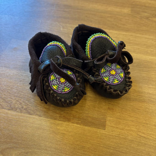 Brown Infant Beaded Mocs