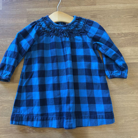 Hanna Andersson Plaid LS Dress - 18/24m