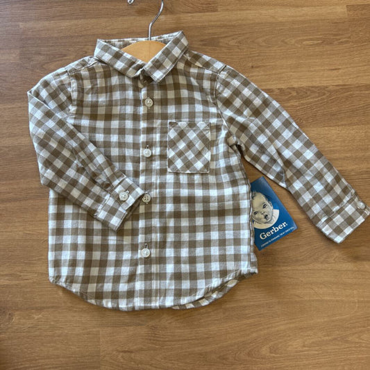 NWT Gerber Plaid LS Button Up - 12m