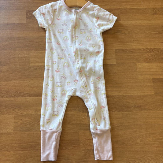 Cloud Island Floral SS Romper - 6/9m