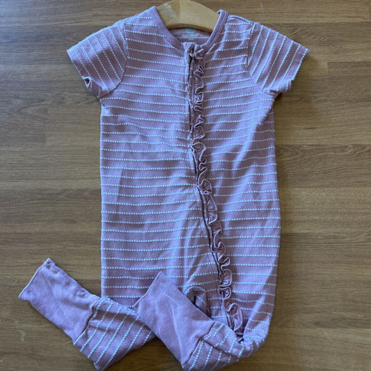 Cloud Island Stripe SS Zip Romper - 6/9m