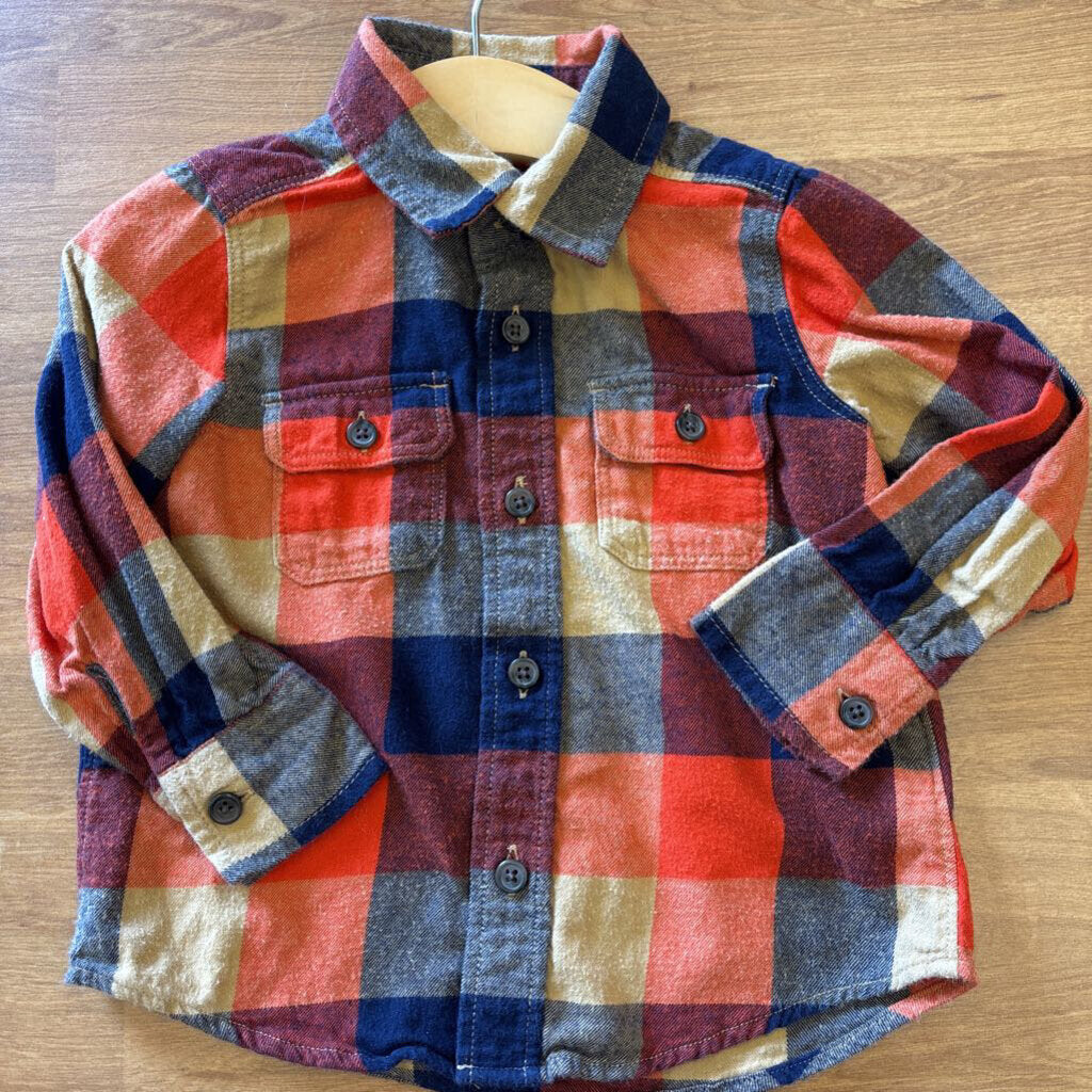 Old Navy Plaid Flannel LS Button Up - 2T