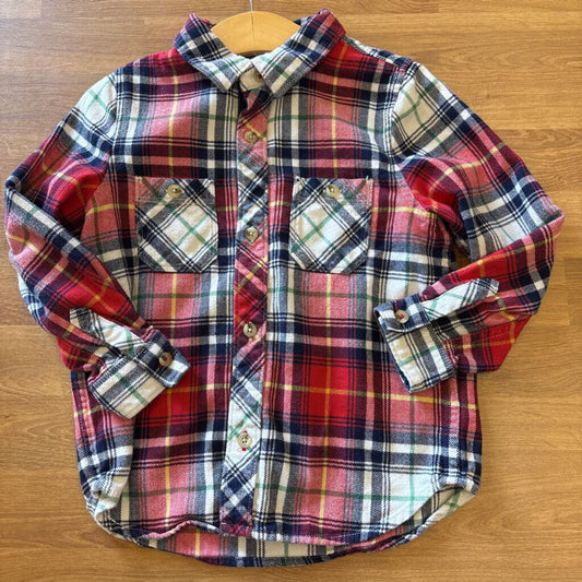 Hanna Andersson Plaid LS Button Up - 4T
