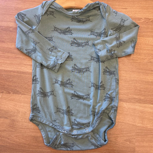 Kate Quinn Bamboo Grasshopper LS Onesie (worn) - 3/6m