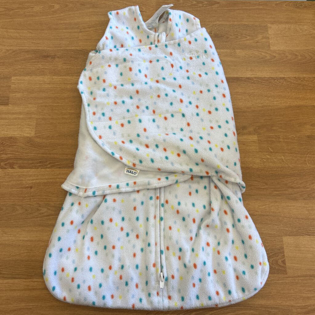Halo Fleece Dots Velcro Swaddle NB-6/12LBS