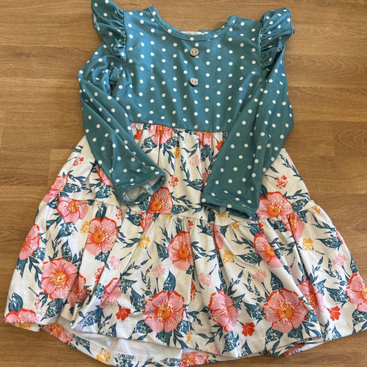 Marie Nicole Flower Dot LS Dress 4