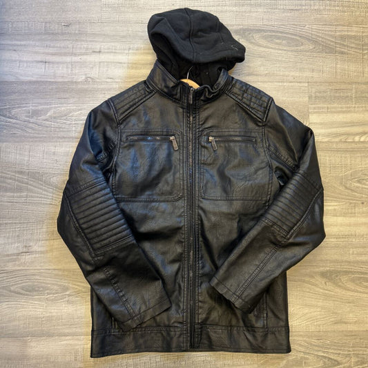 Urban Republic Faux Leather Hoodie Jacket - 14/16