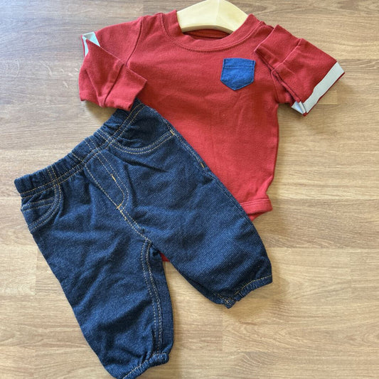 Carter's Two Pc LS Onesie / Pant Set - 3m