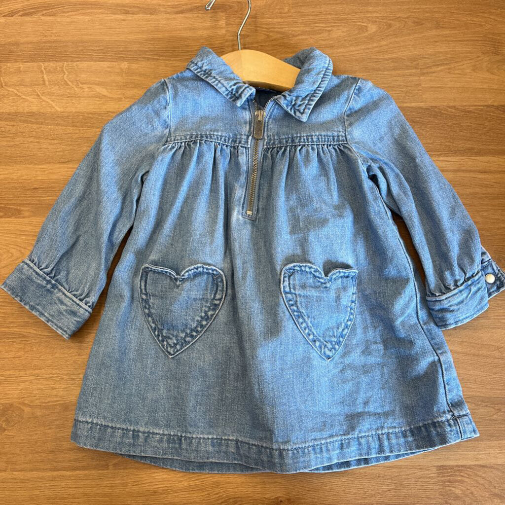 Baby Gap Denim Heart Zip Dress w/ Bloomers - 12/18m
