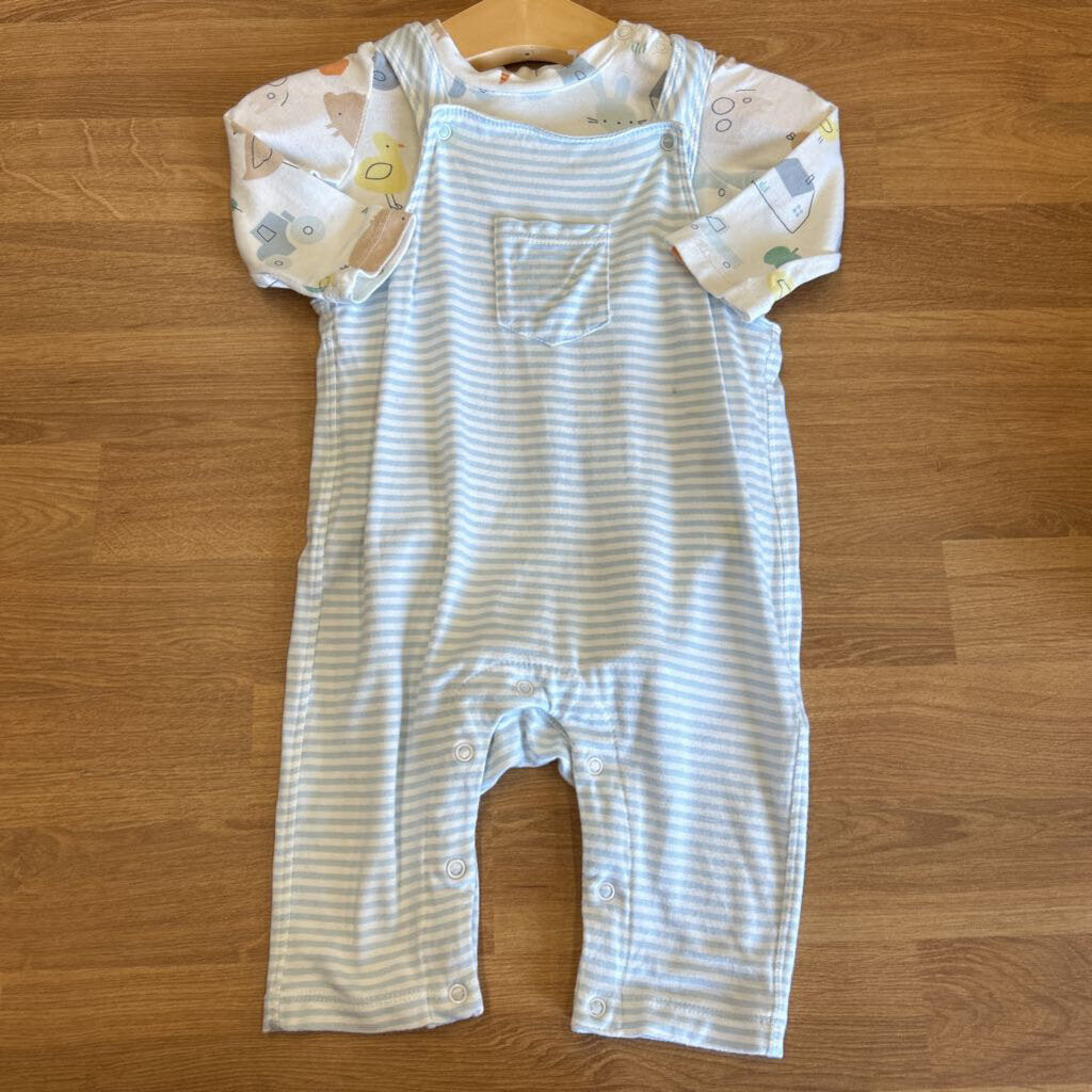 Angel Dear Bamboo Overall Set (small marks on overalls) - 3/6m