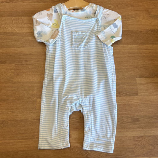 Angel Dear Bamboo Overall Set (small marks on overalls) - 3/6m