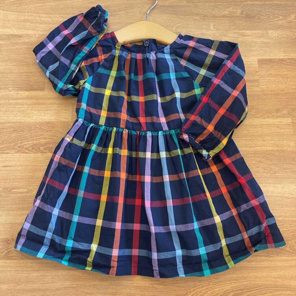 Primary Plaid LS Dress - 12/18m