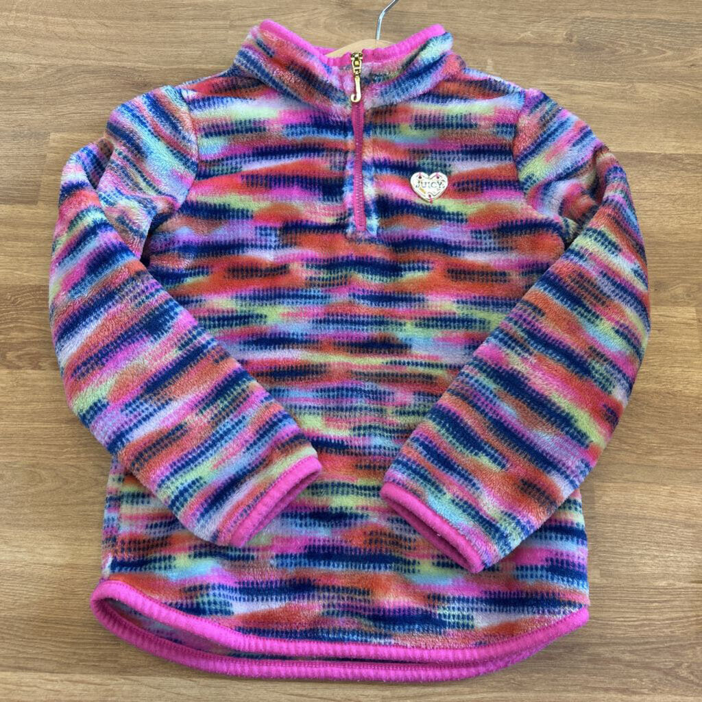 Juicy Couture Stripe Fuzzy Quarter Zip Pullover - 4T