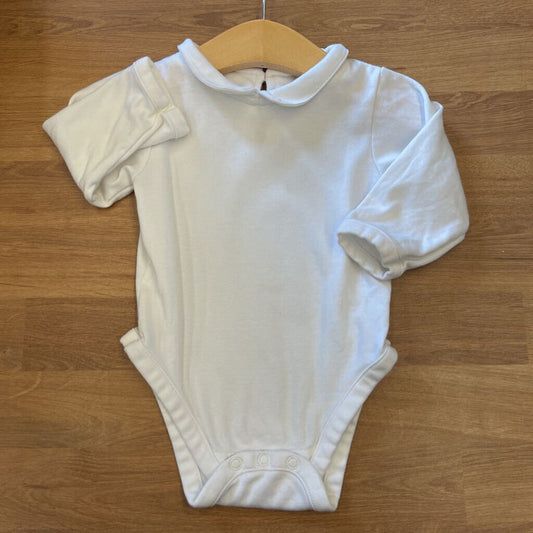 Hanna Andersson Collar LS Onesie 6/12m (small mark)