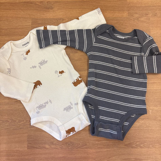 Pekkle Set of 2 LS Onesies - 3m