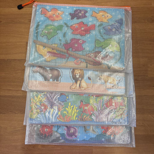 Set of 4 Magnetic Puzzles w/ Bags & Pole