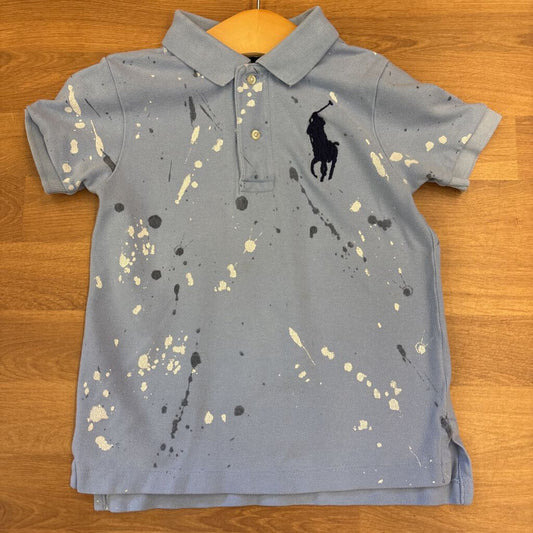 Polo Paint Splatter Quarter Button SS Tee - 3t