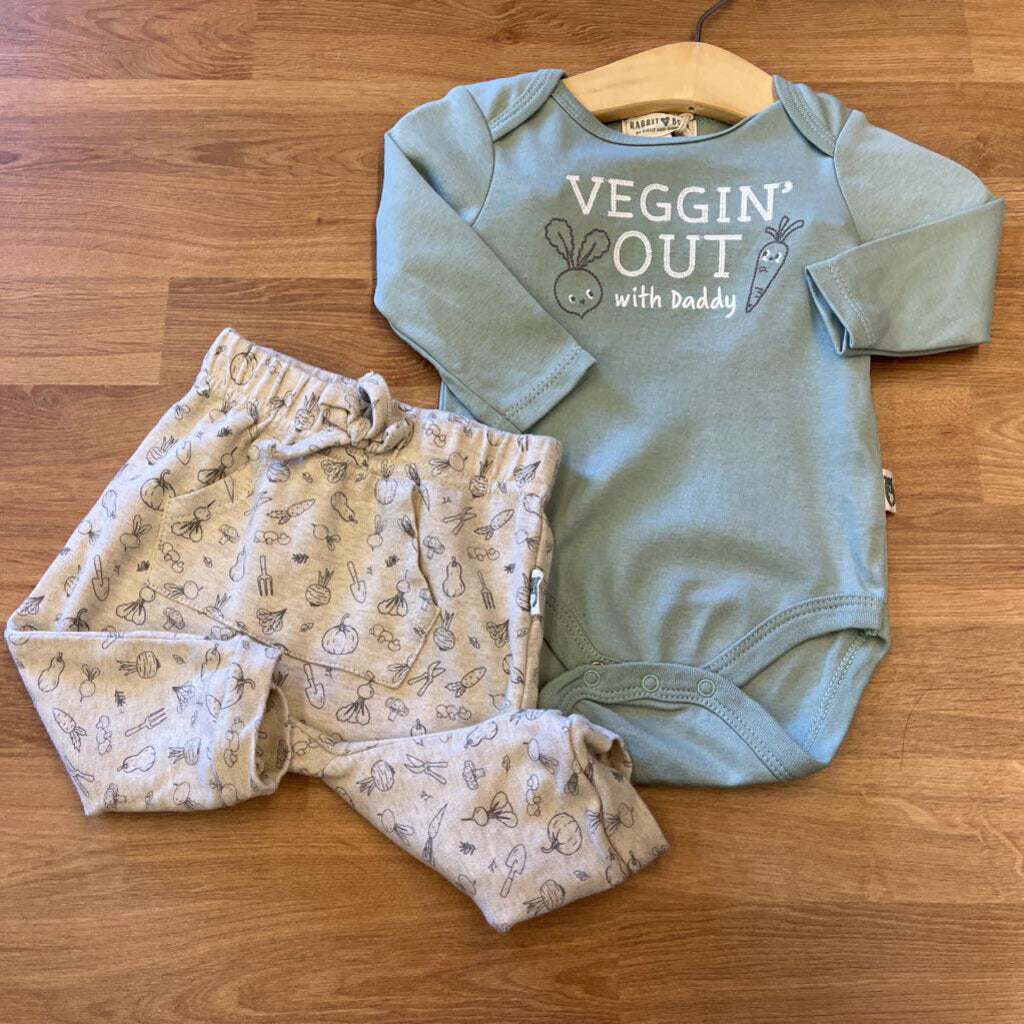 Rabbit + Bear Veggin' Two Pc Set - 3/6m