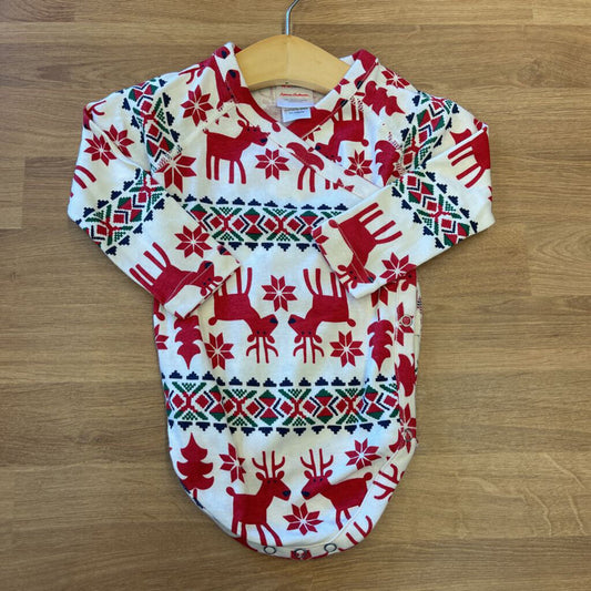 Hanna Andersson Reindeer Wrap LS Onesie - 12/18m