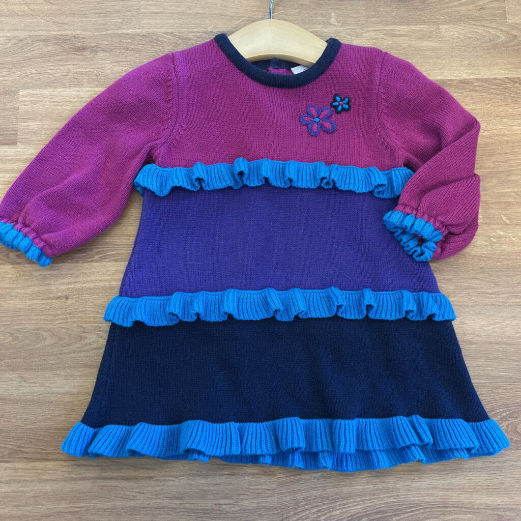 Hanna Andersson Tiered Knit LS Dress - 6/12m