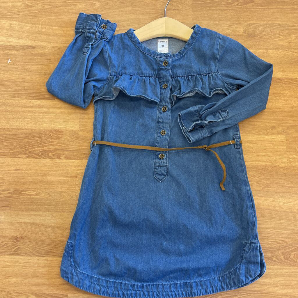 Carter's Chambray LS Dress - 3T