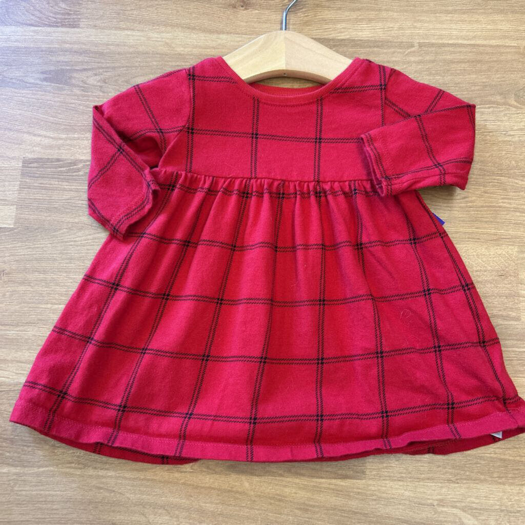 Old Navy Plaid LS Dress - 0/3m
