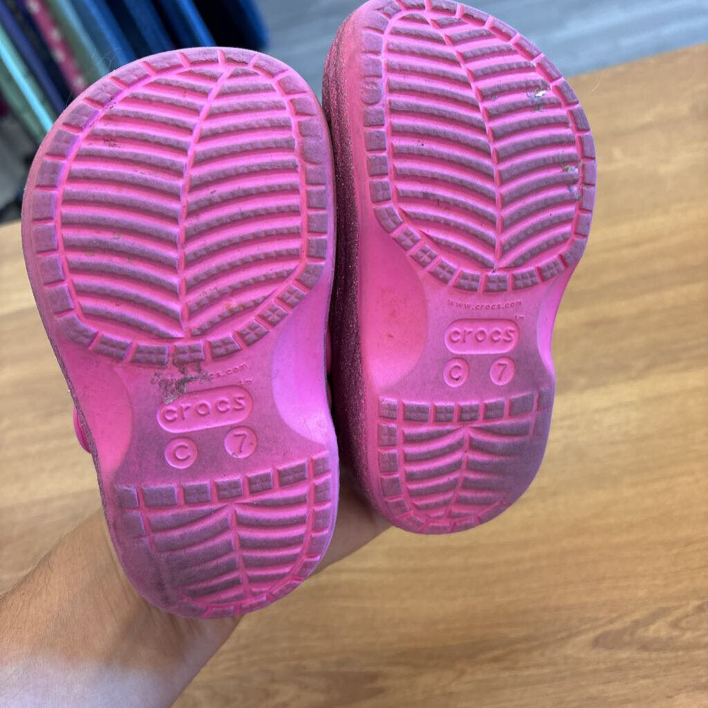 Crocs Pink Sparkle Fur Lined - 7