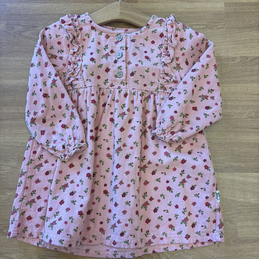 Rabbit + Bear Floral Corduroy LS Dress - 3T