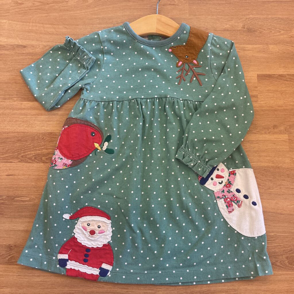 Mini Boden Holiday Dot LS Dress - 18/24m