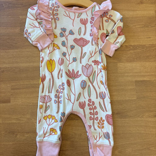 Monica & Andy Floral LS Romper - 3/6m